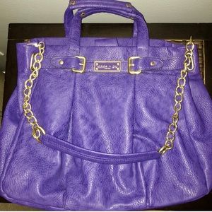 Purple Leather Purse w. Gold Chain